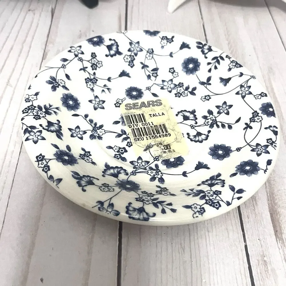 Vintage Rustic French Country Ceramica Andina Blue & White Saucer Plates 3